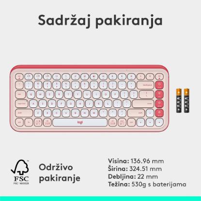 Tipkovnica LOGITECH POP Icon Keys, brezžična, US Layout, BT, rozo-bela
