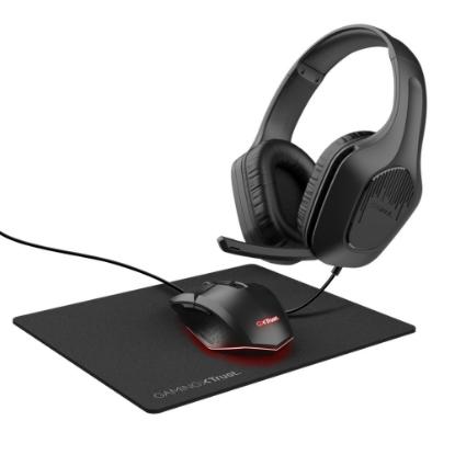 Miška + slušalke + podloga TRUST GXT790 Tridox, žični, USB, črni