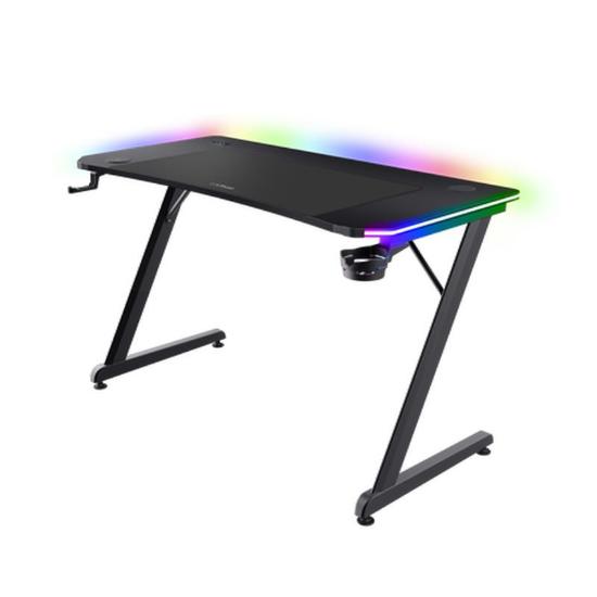 Gaming miza TRUST GXT 710 Luminus Pro, RGB, bežični polnilec, črni