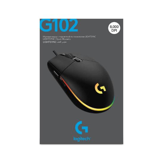 Miška LOGITECH Gaming G102 Lightsync, optički, 8000dpi, črni, USB