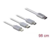 Kabel DELOCK 3-u-1, USB-C na Apple iPhone Lightning / USB Micro-B / USB-C
