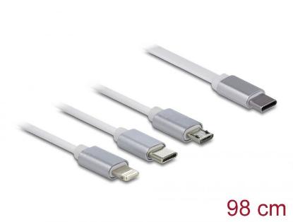 Kabel DELOCK 3-u-1, USB-C na Apple iPhone Lightning / USB Micro-B / USB-C