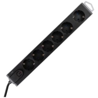 Naponska letva HOME, 6 utičnica, 1.5 mm2, 3m, crni
