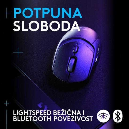Miška LOGITECH G309 Lightspeed, optički, bežični, 25600dpi, črni