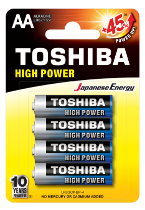 Baterija TOSHIBA, LR06 ALKALINE 4/1, 4 baterije, AA