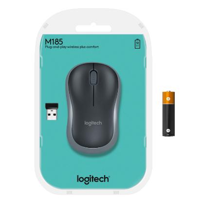 Miška LOGITECH M185, optički, bežični, 1000dpi, crno-sivi