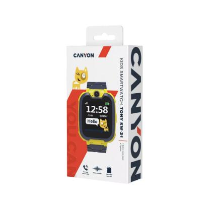 Dječji pametni sat CANYON Tony KW-31, primanje i slanje poziva, slanje SMS-a, kamera, igre, žuti