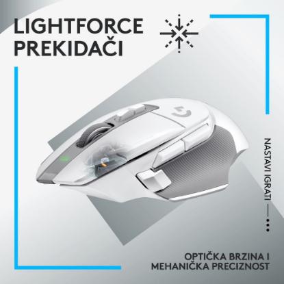 Miška LOGITECH Gaming G502 X Lightspeed, optički, 25000dpi, bežični, beli, USB