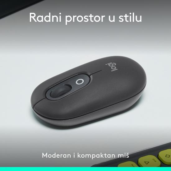 Miška LOGITECH POP, optički, bežični, USB, BT, 1000dpi, sivi