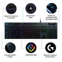 Tipkovnica LOGITECH Gaming G815 Linear, RGB, mehanička, USB, črna
