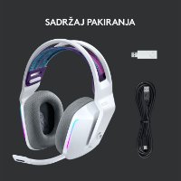 Slušalice LOGITECH Gaming G733 Lightspeed, RGB, bežične, bijele