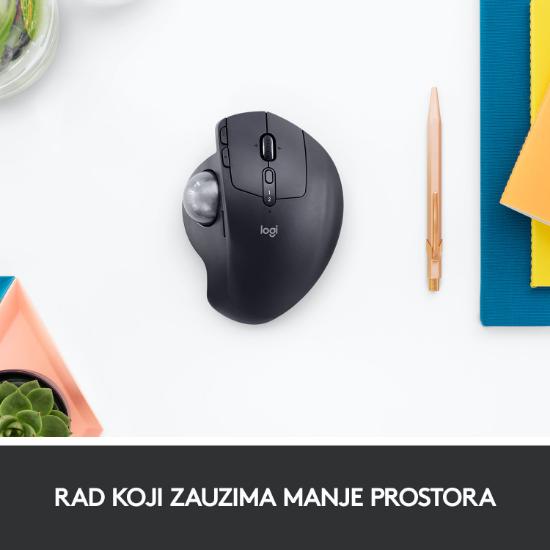 Miška LOGITECH MX Ergo, optički, trackball, bežični, USB, sivi
