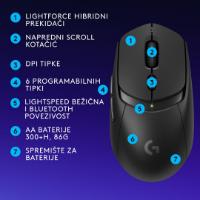 Miška LOGITECH G309 Lightspeed, optički, bežični, 25600dpi, črni