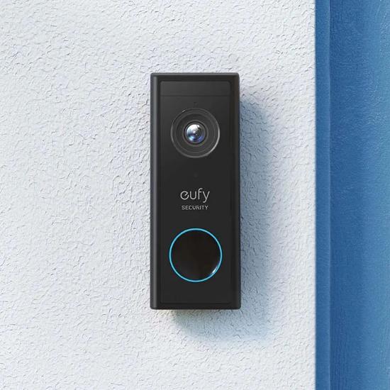 Pametno bežično zvono ANKER Eufy E82101W4, 2K, WiFi, baterijsko, crno, s baznom stanicom