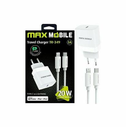 Kućni punjač MAXMOBILE SET 2u1, USB-C + KABEL, Lightning MFI Apple TR349