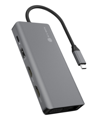 Docking station ICY BOX IB-DK4070-CPD USB-C, 3x USB 3.0, 1x USB 2.0, 2x HDMI, 1x VGA, SD/microSD čitač, RJ45, audio, za laptop