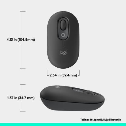 Miška LOGITECH POP, optički, bežični, USB, BT, 1000dpi, sivi