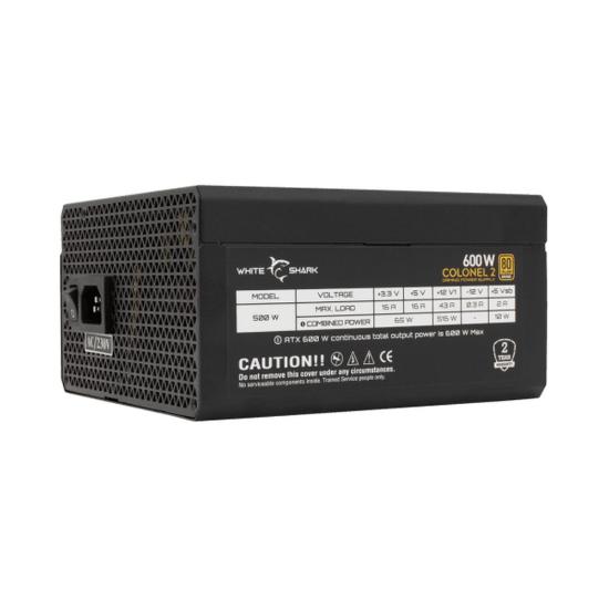 Napajlnik 600W, WHITE SHARK Colonel-2, 140mm vent., 80+ Bronze, modularno