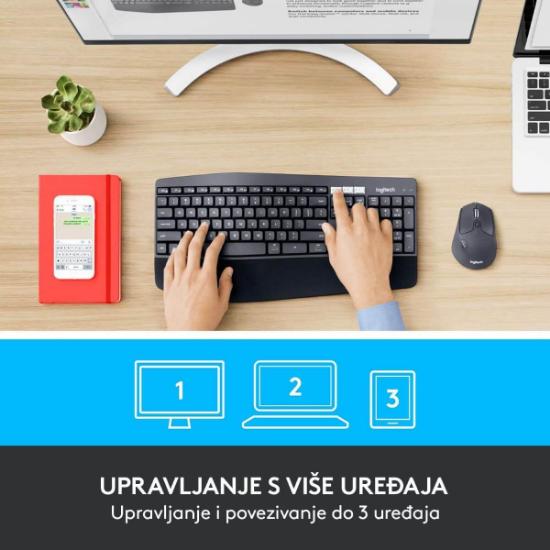 Tipkovnica + miška LOGITECH MK850 Wireless Desktop, brezžična, črna, Unifying receiver USB