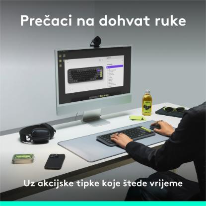 Tipkovnica LOGITECH POP Icon Keys, brezžična, US Layout, BT, rozo-bela