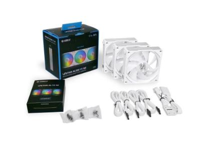 Ventilator LIAN LI Uni Fan AL120 V2 RGB PWM, 120mm, beli, 3 ventilatora, krmilnik