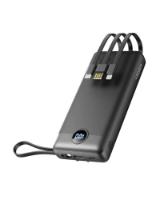 Mobilni USB punjač VEGER C20, 20000 mAh, ugrađeni kablovi, crni