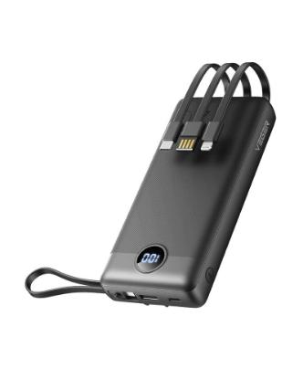 Mobilni USB punjač VEGER C20, 20000 mAh, ugrađeni kablovi, crni