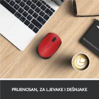 Miška LOGITECH M171, optički, bežični, rdeči