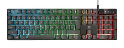 Tipkovnica TRUST GXT 835 Azor Illuminated Gaming, črna, UK Layout, USB