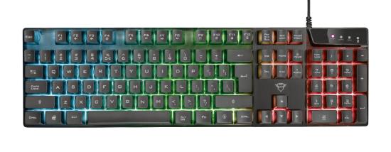 Tipkovnica TRUST GXT 835 Azor Illuminated Gaming, črna, UK Layout, USB