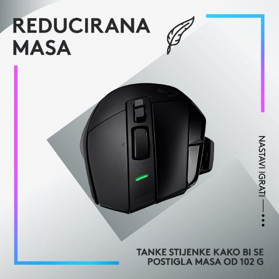Miška LOGITECH Gaming G502 X Lightspeed, optički, 25000dpi, bežični, črni, USB