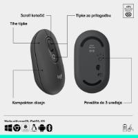 Miška LOGITECH POP, optički, bežični, USB, BT, 1000dpi, sivi