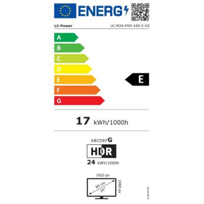 Gaming monitor 23,6" LC POWER LC-M24-FHD-165-C-V2, FHD, VA, 165Hz, 1ms, 300cd/m2, FreeSync, ukrivljen, črni