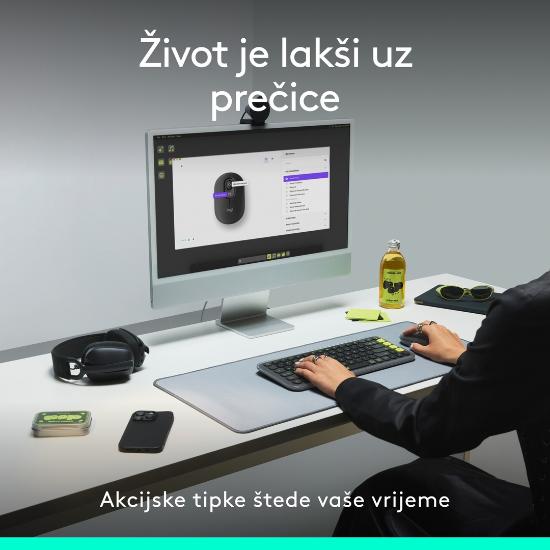 Miška LOGITECH POP, optički, bežični, USB, BT, 1000dpi, lila-beli