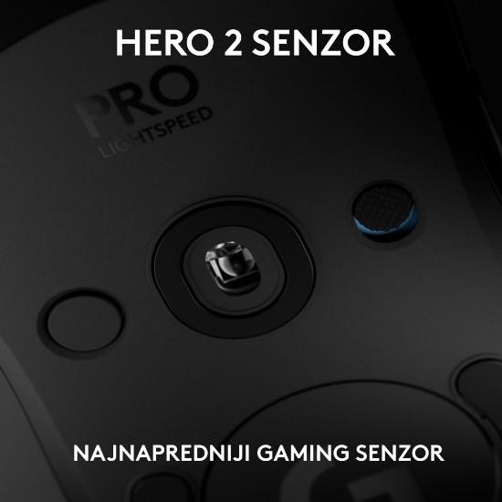 Miška LOGITECH Pro 2 Lightspeed, RGB, optički, bežični, 32000dpi, črni