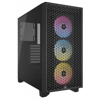 Ohišje CORSAIR 3000D Airflow, RGB, window, MIDI, ATX, črno, bez napajalnika
