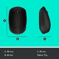 Miška LOGITECH B170, optički, 1000dpi, bežični, črni, USB