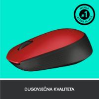 Miška LOGITECH M171, optički, bežični, rdeči