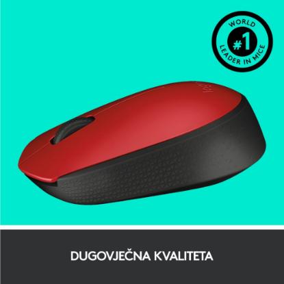 Miška LOGITECH M171, optički, bežični, rdeči