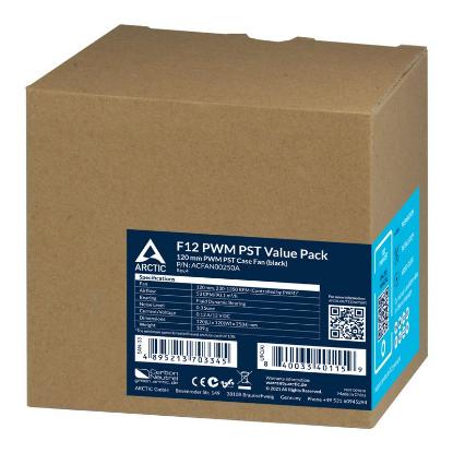 Ventilator ARCTIC F12 PWM PST, 120mm, 5 pack, 230-1350 okr/min, črni