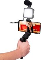 Selfie tripod GRUNDIG Selfie Studio, sa svjetlom i mikrofonom, crni