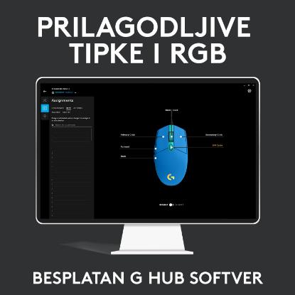 Miška LOGITECH Gaming G102 Lightsync, optički, 8000dpi, modri, USB