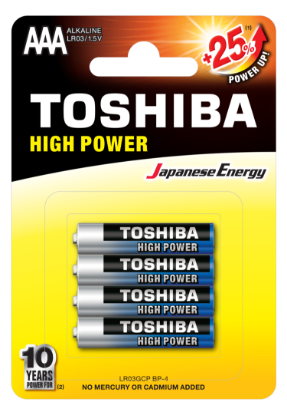 Baterija TOSHIBA, LR03 ALKALINE 4/1, 4 baterije, AAA