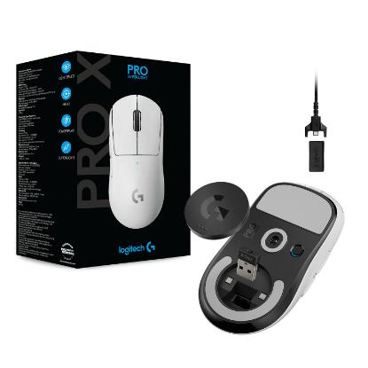 Miška LOGITECH Pro X Superlight, bežični, optički, 25600dpi, beli, USB