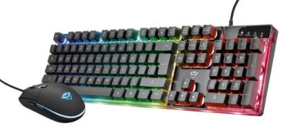 Tipkovnica + miška TRUST GXT 838 Azor Gaming Combo, USB, US layout, črna
