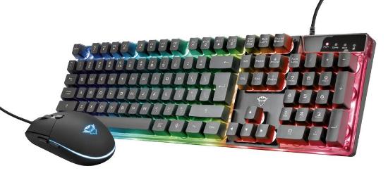 Tipkovnica + miška TRUST GXT 838 Azor Gaming Combo, USB, US layout, črna