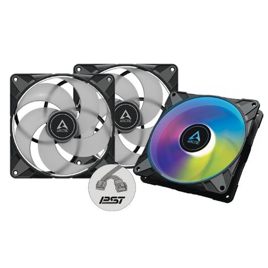 Ventilator ARCTIC P14 PWM PST A-RGB, 140mm, 1900 okr/min, 3 pack, črni