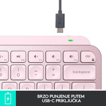 Tipkovnica LOGITECH MX Keys mini, brezžična, BT, roza
