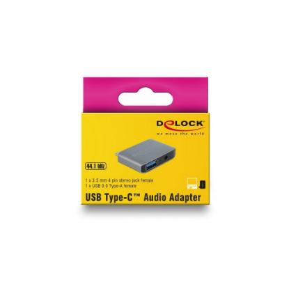 Adapter DELOCK, USB-C (M) na 3.5mm (Ž), sivi