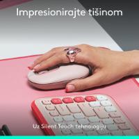 Miška LOGITECH POP, optički, bežični, USB, BT, 1000dpi, rozi